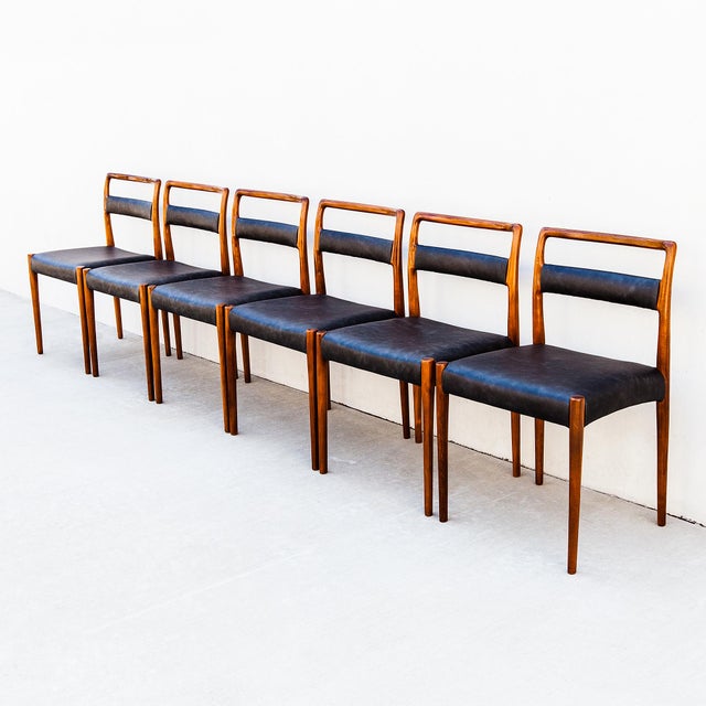 Vintage 1960s Teak & Leather Dining Chairs Attributed to Kai Kristiansen, Danish Mid Century Modern For Sale - Image 14 of 14