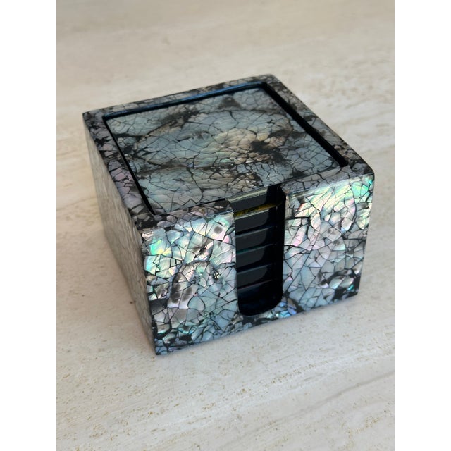 2020s Rainbow Mother of Pearl Coasters, Set of 6 by Ladorada For Sale - Image 5 of 8