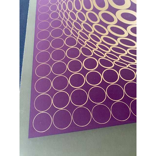 Vasarely Op Art Screenprint Entitled Vega-Tuz Framed in Chrome For Sale - Image 12 of 15