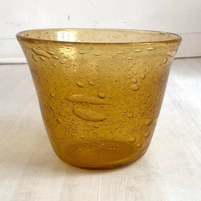 Glass Champagne Bucket in Ochre-Colored Blown Glass from Biot Glassworks, 1970s For Sale - Image 7 of 7