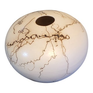 Late 20th Century Horse Hair Pottery Bud Vase Vessel For Sale