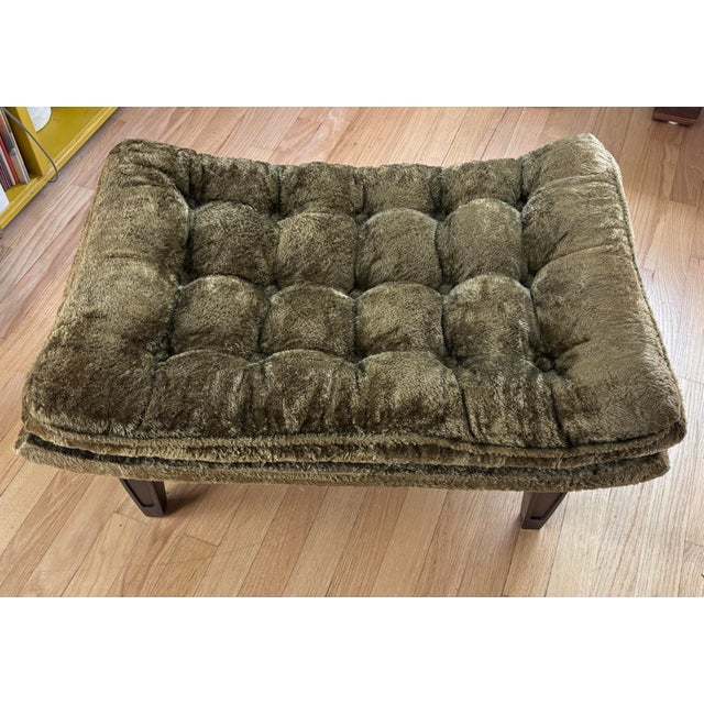 Adrian Pearsall 1960’s Mid-Century Modern Castro Convertibles Olive Tufted Ottoman For Sale - Image 4 of 9