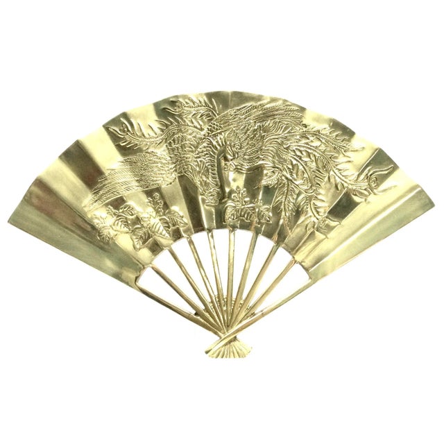 Vintage Carved Solid Brass Fan Wall Art For Sale - Image 12 of 13