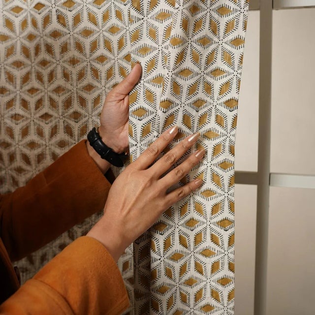 Fabdivine Block Print Viscose Coloured Linen Ring Curtain Shatkon Size- 54"Wx120"L For Sale - Image 4 of 7