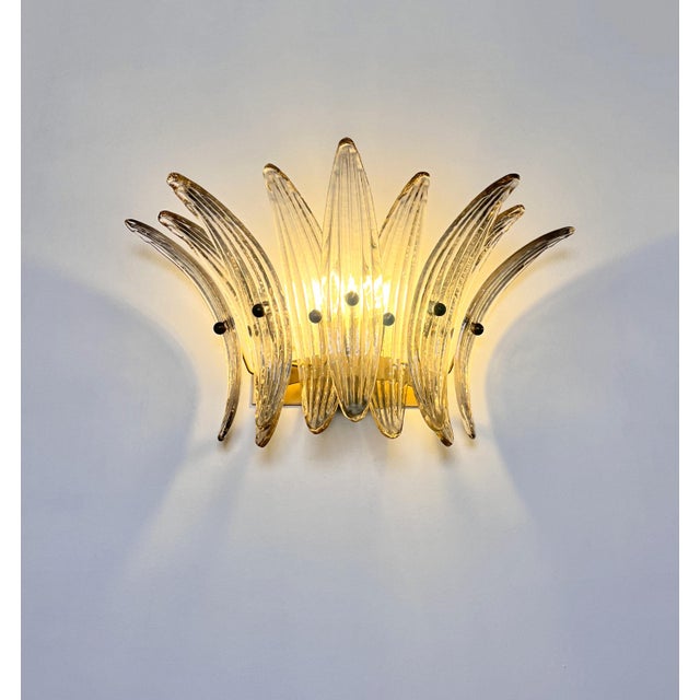 Vintage Smoked Glass Palmette Wall Lights, 1990s, Set of 2 For Sale - Image 9 of 17