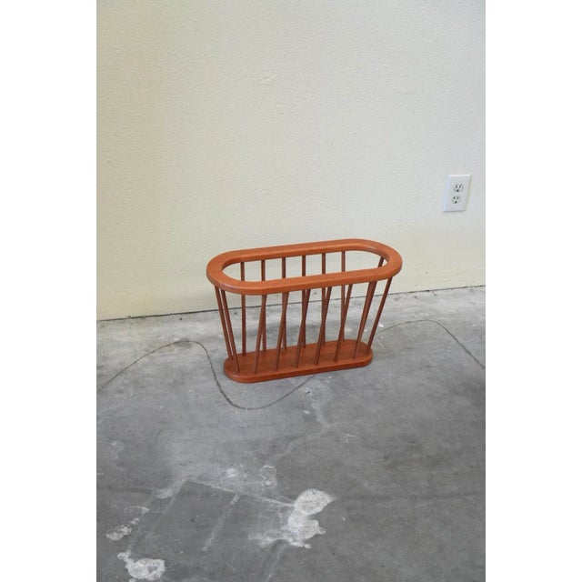 Brown Vintage Teak Arthur Umanoff Style Spindled Magazine Rack MCM Style Made in Thailand For Sale - Image 8 of 9