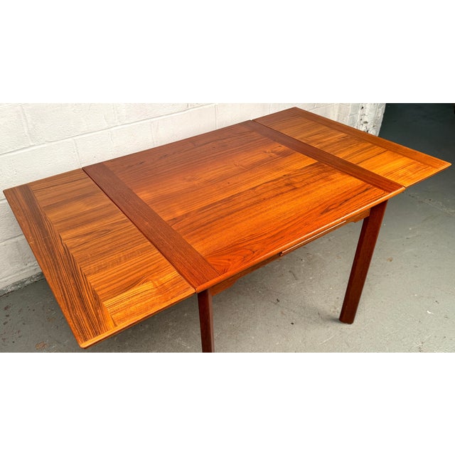 Wood Mid-Century Teak Draw Leaf Table Made in Denmark For Sale - Image 7 of 15