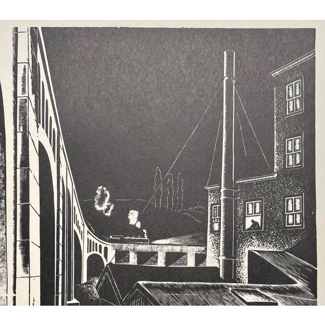 Paper 1932 "Powerhouse" Philadelphia WPA Style Woodblock Print by Salvatore Pinto For Sale - Image 7 of 11