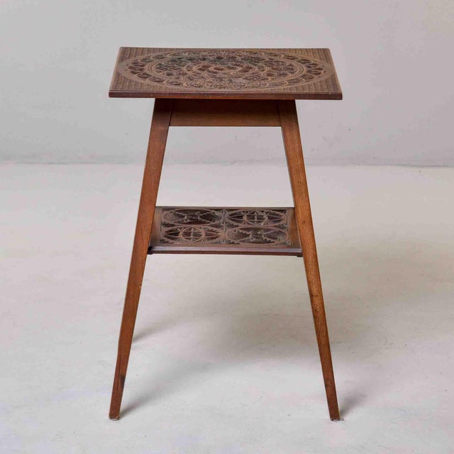 Chip-Carved Two-Tier Occasional Table, Circa 1910s For Sale - Image 4 of 11
