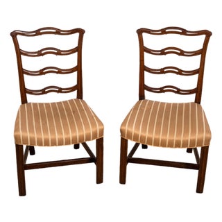 Pair Early 19th C. Mahogany Ribbon Back Chairs For Sale