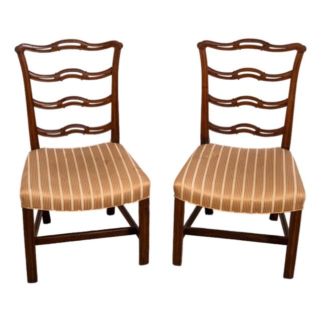 Pair Early 19th C. Mahogany Ribbon Back Chairs For Sale