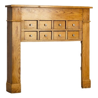 Pine Mantelpiece with Eight Drawers, France, 1920 For Sale