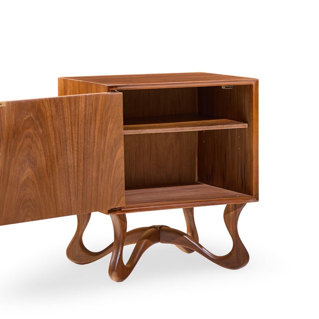 Wood Vladimir Kagan Style Mid Century Sculpted Walnut Nightstands - Pair For Sale - Image 7 of 11