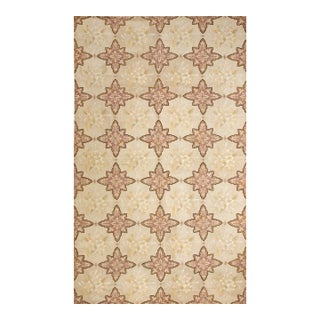 1880s Gray Geometric Antique French Needlepoint Rug 7'4" X 12'4" Flatweave Silk Carpet For Sale