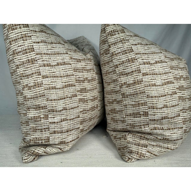 Custom pair of 22" pillows covered in Zak + Fox "Thalassa" in color 01 indoor/outdoor fabric. These pillows have tapered...