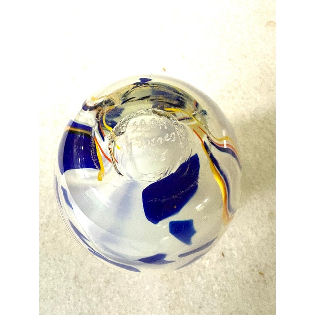 1990s Vintage Art Glass Decanter Signed For Sale - Image 5 of 5