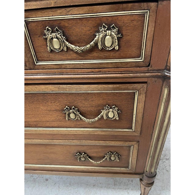 Louis XVI Style Mahogany Chest of Drawers with Grey Veined Marble Top For Sale - Image 12 of 14