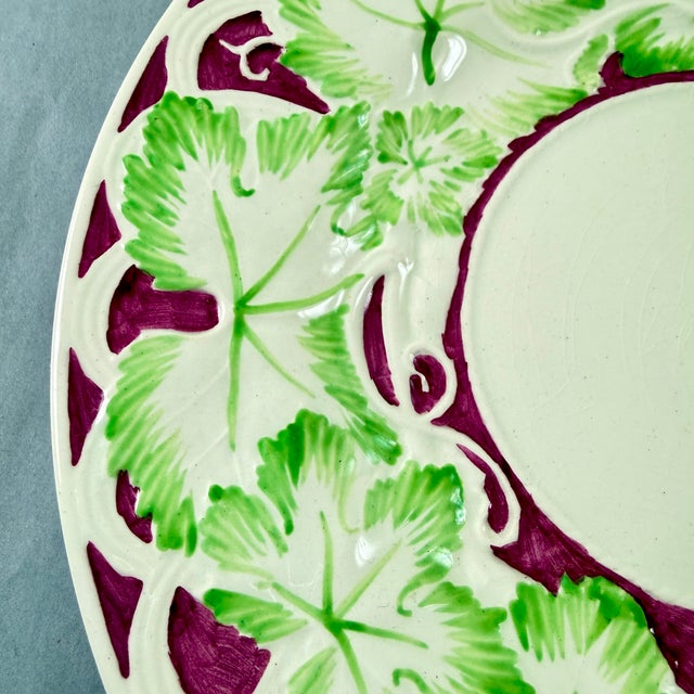 Wedgwood Wedgwood Hand Painted Burgundy & Green Leaf Plates, Set of 10 For Sale - Image 4 of 13
