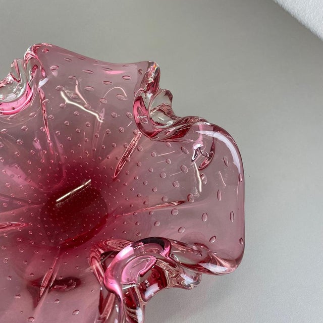 Large Pink Shell Bubble Murano Glass Bowl, Italy, 1970s For Sale - Image 10 of 18