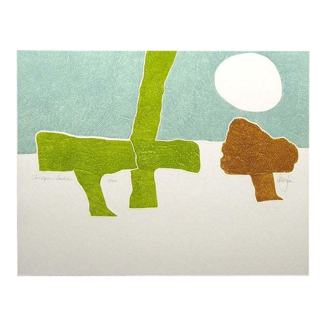 Peter Keefer "Christopher's Landscape" Signed Numbered Collagraph Fine Art Print For Sale