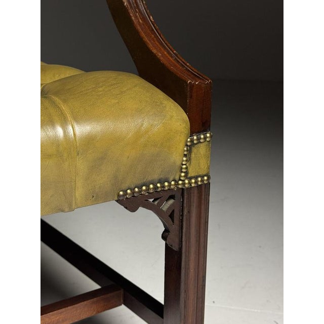 Office Chair in Green Upholstered Leather For Sale - Image 17 of 18