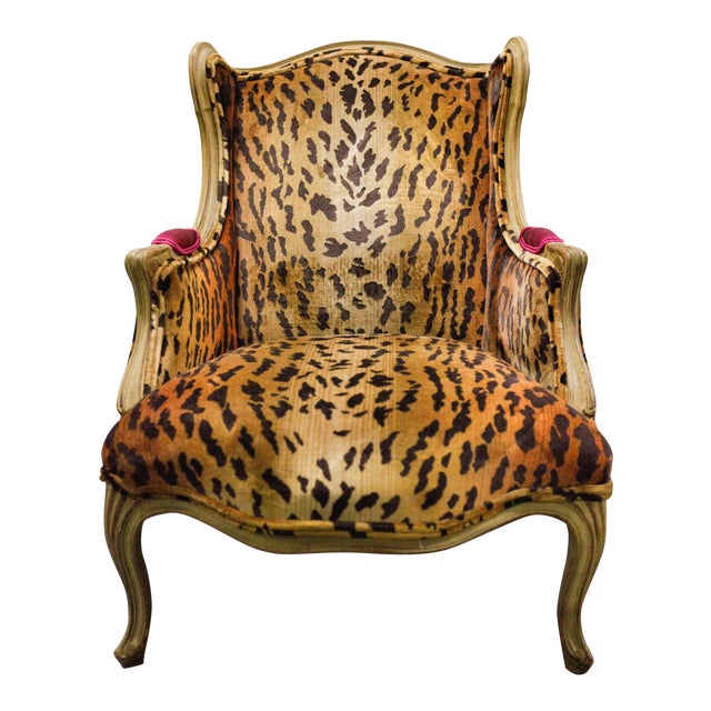 Animal Print Wing Chair | Chairish