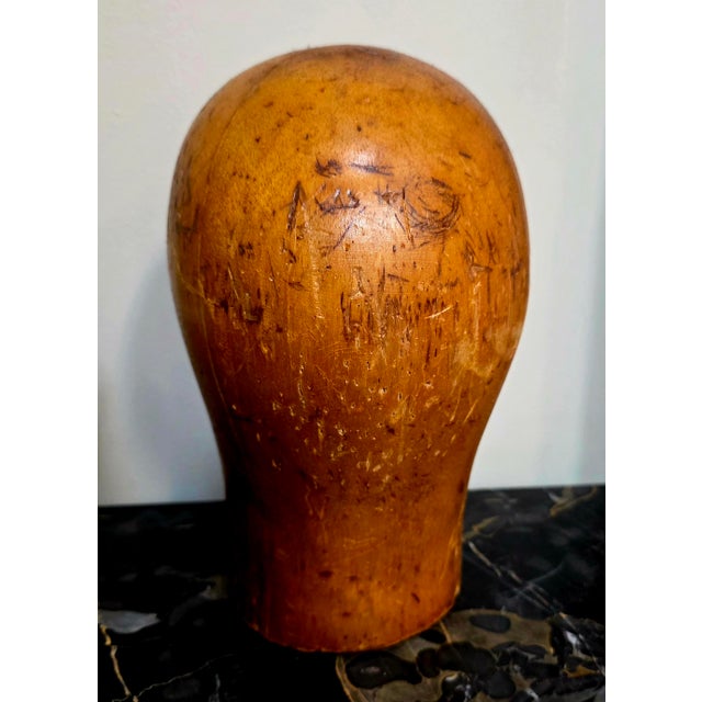 Victorian Antique Millinery Balsa Wood Hat Store Display Head For Sale - Image 3 of 5