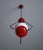 Mid-Century Italian Pendant Lamp in Red Metal and Opaline Glass, 1950s For Sale - Image 6 of 7