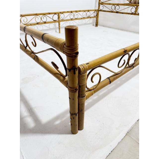 Wood Bamboo Bed, Italy, 1960s For Sale - Image 7 of 10