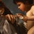 Wood 19th Century Original Oil on Canvas Painting of Madonna and Child With Infant John the Baptist After Guercino For Sale - Image 7 of 11