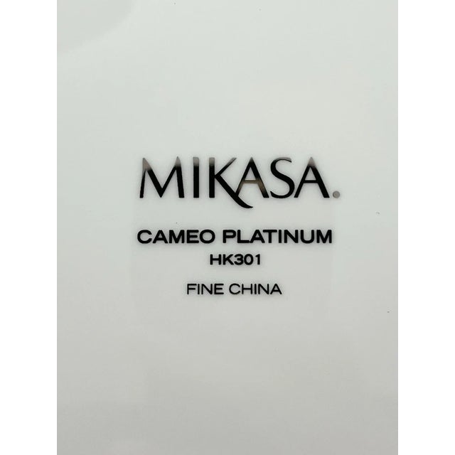 2010s Mikasa “Cameo Platinum” Bone China Dinner Plates - Set of 4 For Sale - Image 5 of 5
