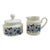 Mid Century Bavarian Porcelain Cream and Sugar With Blue Floral Design - Made by Schumann Porcelain- Arzberg, Germany 1960s For Sale