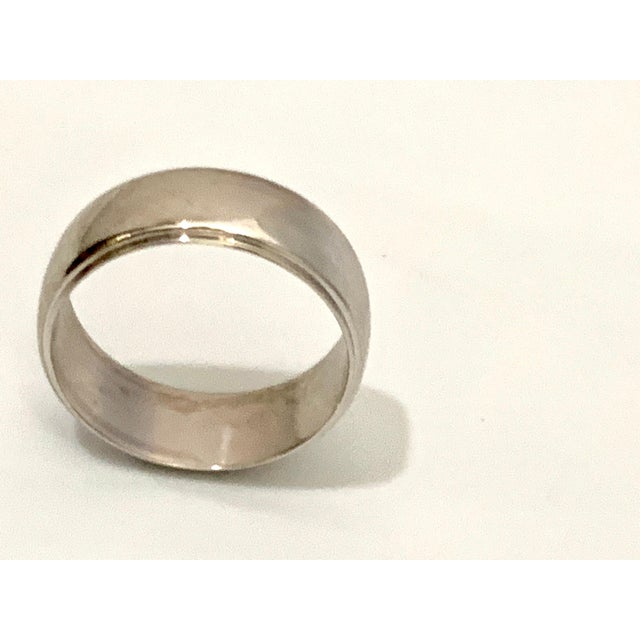 Contemporary 14 Karat White Gold Half Round Edge Wedding Band, Estate For Sale - Image 3 of 18
