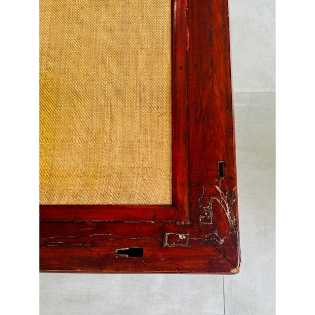 Brick Red Antique Chinese Elm Wood/Rattan Opium Daybed 19th C For Sale - Image 8 of 18