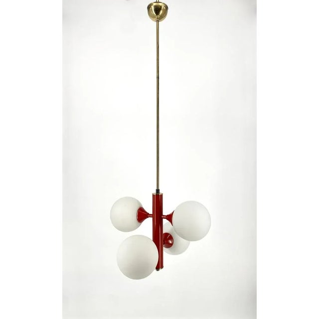 1970s Space Age Hanging Lamp with Opal Glass Balls from Kaiser Leuchten, 1970s For Sale - Image 5 of 12
