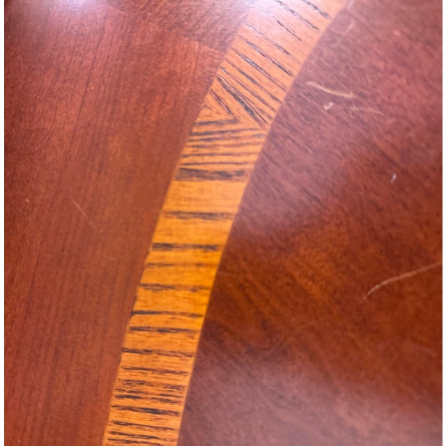 Wood Vintage Mahogany Inlaid Oval Console Table With Claw Feet For Sale - Image 7 of 9