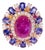 Bochic Vintage Ruby, Tanzanite & Fancy Sapphire Candy Ring Set 18K Gold & Silver For Sale