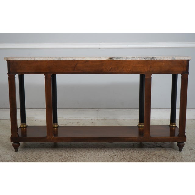 John Widdicomb Vintage Walnut Marble Top French Empire Console For Sale - Image 15 of 17