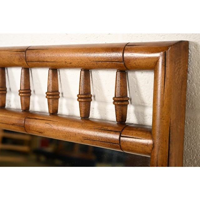 Wood Thomasville Hollywood Regency Faux Bamboo Framed Wall Mirror, Circa 1960s For Sale - Image 7 of 11