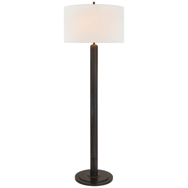 Modern Thomas O'Brien by Visual Comfort Signature Longacre Floor Lamp in Bronze with Linen Shade For Sale - Image 3 of 3