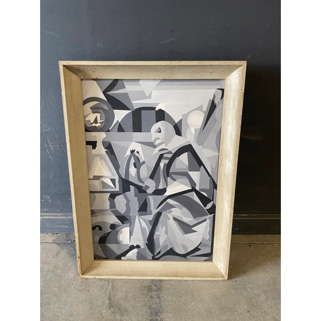 Mid 20th Century Modern Abstract Oils Painting Signed V. Holzer For Sale - Image 11 of 11