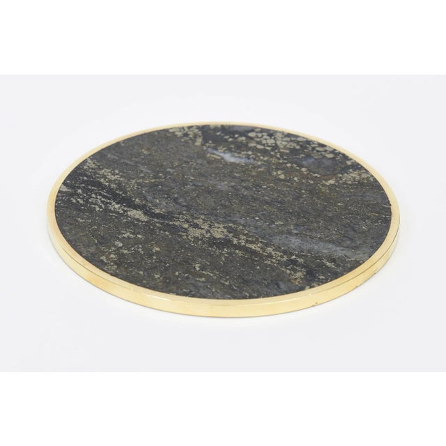 Metal Vintage Round Stone and Brass Norwegian Two Part Box, 1970's For Sale - Image 7 of 10