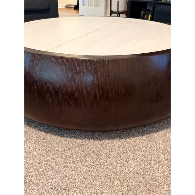 White Thomas Pheasant for McGuire Drum Cocktail Table For Sale - Image 8 of 12