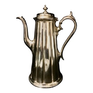 1890 Large Sheffield Plate Fluted Coffee Pot - James Dixon Silversmiths of Sheffield England For Sale