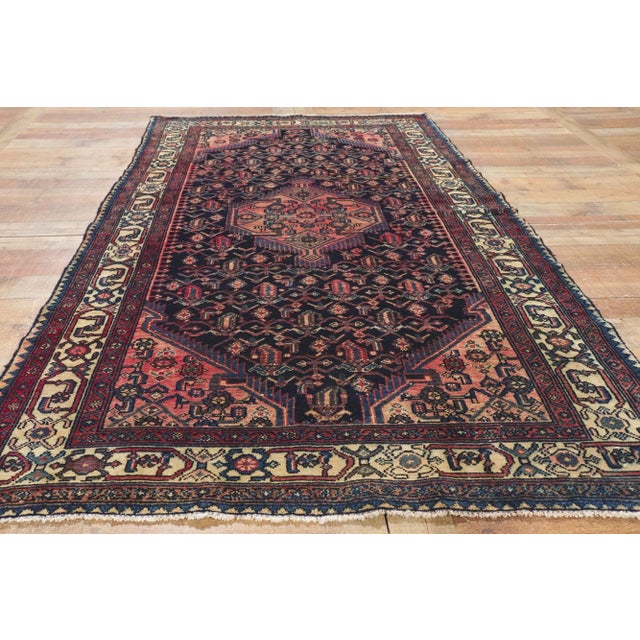 Textile Early 20th Century Antique Persian Hamadan Rug, 04'05 X 08'03 For Sale - Image 7 of 11