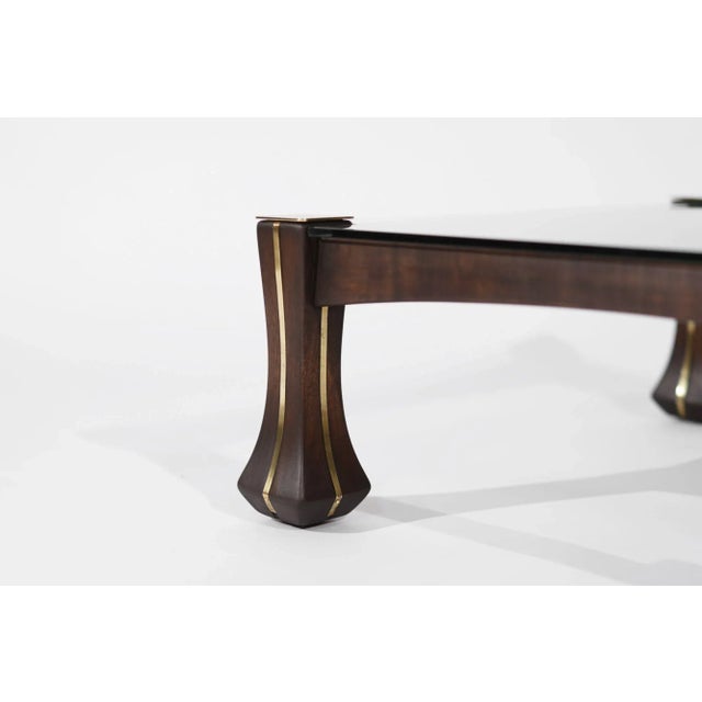 Luciano Frigerio Mahogany and Brass "Ussaro" Coffee Table, C. 1970s For Sale - Image 10 of 11