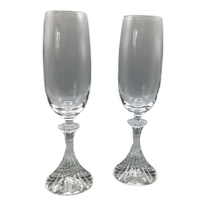 Vintage Crystal Mikasa Ritz Fluted Champagne Glasses - a Pair