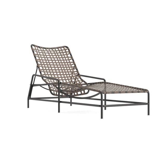 Brown Jordan Kantan Aluminum Suncloth Chaise Lounge, Textured Pewter frame with Mica fabric For Sale - Image 12 of 12