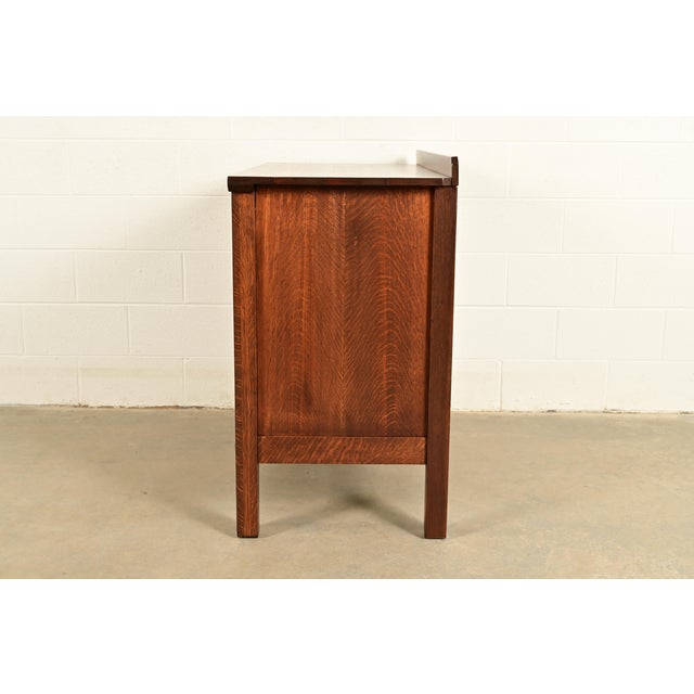 Lifetime Furniture Antique Mission Oak Arts & Crafts Sideboard, Newly Refinished For Sale - Image 12 of 14