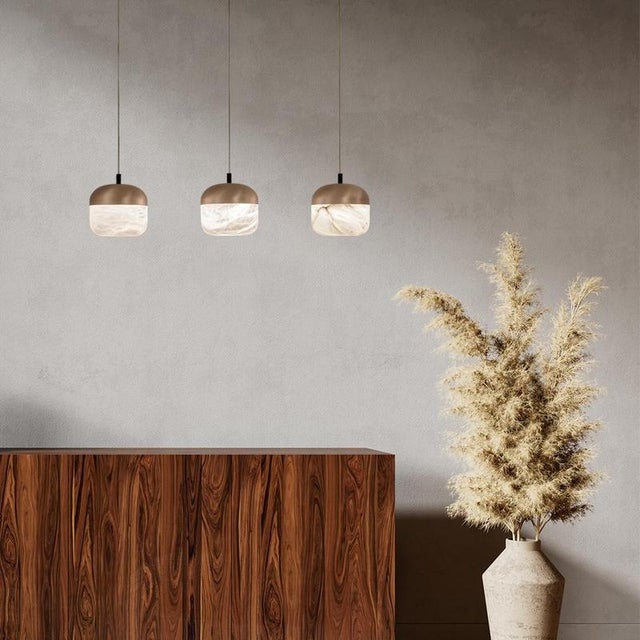 Copper Large Pendant Lamp by United Alabaster For Sale - Image 9 of 13